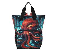 DDDIYEU Red Octopus Ocean Diaper Bag Backpack Mom Bag Casual Lightweight Large Capacity for Travel Mammy Women Girls