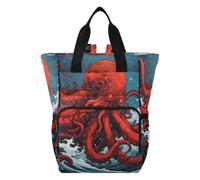 DDDIYEU Red Octopus Ocean Sea Diaper Bag Backpack Mom Bag Casual Lightweight Large Capacity for Travel Mammy Women Girls
