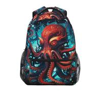 DDDIYEU Red Octopus Ocean Shoulder Backpack Student Bookbags for Travel Kid Girls Boys