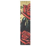 DDDIYEU Red Roses Blooming Vintage Skateboard Grip Tape Sheets Creative Longboard Waterproof Griptapes for Youth Boys Girls Kids Men No Bubble Free Easy to Apply(1Pcs)