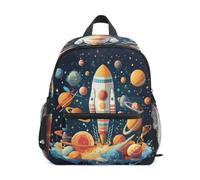 DDDIYEU Rocket Lifting Planetary Cosmic Toddler Backpack Bookbag Mini Shoulder Bag for 1-6 Years Travel Boys Girls Kids with Chest Strap Clip Whistle