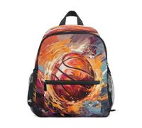 DDDIYEU Ruby Basketball Burning Toddler Backpack Bookbag Mini Shoulder Bag for 1-6 Years Travel Boys Girls Kids with Chest Strap Clip Whistle