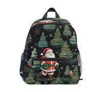 DDDIYEU Santa Joyful Holiday Forest Toddler Backpack Bookbag Mini Shoulder Bag for 1-6 Years Travel Boys Girls Kids with Chest Strap Clip Whistle
