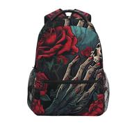 DDDIYEU Skull Red Rose Dark Dramatic Shoulder Backpack Student Bookbags for Travel Kid Girls Boys
