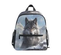 DDDIYEU Snow Wolf King Toddler Backpack Bookbag Mini Shoulder Bag for 1-6 Years Travel Boys Girls Kids with Chest Strap Clip Whistle