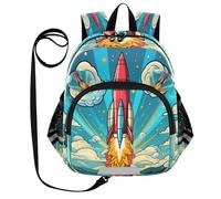 DDDIYEU Space Cool Red Rocket Cartoon Art Funny Toddler Backpack Mini Shoulder Bag Cute Bookbag for Kids