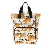 DDDIYEU Tigers Fun Whimsical Orange Diaper Bag Backpack Mom Bag Casual Lightweight Large Capacity for Travel Mammy Women Girls