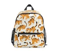 DDDIYEU Tigers Fun Whimsical Orange Toddler Backpack Bookbag Mini Shoulder Bag for 1-6 Years Travel Boys Girls Kids with Chest Strap Clip Whistle