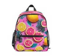 DDDIYEU Tropical Fruits Oranges Lemons Toddler Backpack Bookbag Mini Shoulder Bag for 1-6 Years Travel Boys Girls Kids with Chest Strap Clip Whistle