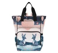 DDDIYEU Two Kangaroos Romantic Artistic Diaper Bag Backpack Mom Bag Casual Lightweight Large Capacity for Travel Mammy Women Girls