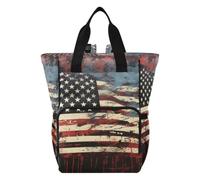 DDDIYEU Us Flag Abstract Red Blue Art Diaper Bag Backpack Mom Bag Casual Lightweight Large Capacity for Travel Mammy Women Girls