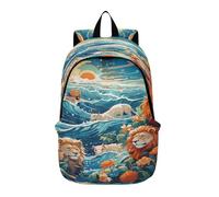 DDDIYEU Watercolor Art Lions Lightweight Laptop Backpack Hiking Daypack for Travel Camping Outdoor