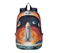 DDDIYEU White Rocket Flying Cosmic Lightweight Laptop Backpack Hiking Daypack for Travel Camping Outdoor