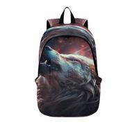 DDDIYEU Wolf Howl Red Art Lightweight Laptop Backpack Hiking Daypack for Travel Camping Outdoor