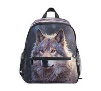 DDDIYEU Wolf Luminous Snowy Natural Toddler Backpack Bookbag Mini Shoulder Bag for 1-6 Years Travel Boys Girls Kids with Chest Strap Clip Whistle