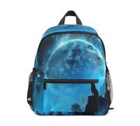 DDDIYEU Wolf Moonlit Sky Mysterious Toddler Backpack Bookbag Mini Shoulder Bag for 1-6 Years Travel Boys Girls Kids with Chest Strap Clip Whistle