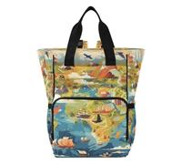 DDDIYEU World Map Painted Cultural Art Diaper Bag Backpack Mom Bag Casual Lightweight Large Capacity for Travel Mammy Women Girls