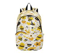 DDDIYEU Yellow Bee Rainbow Heart Lightweight Laptop Backpack Hiking Daypack for Travel Camping Outdoor
