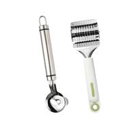 DDEDDE 2-in-1 Noodle Maker Set - Stainless Steel Pasta Cutter & Slicing Tool with 9-Layer Noodle Wheel, 304 Stainless Steel Noodle Shaver, Ergonomic Handle for Homemade Pasta (2-Piece Set)