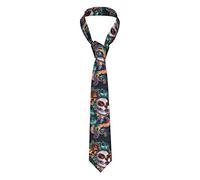ddejhFJJ Men's Necktie Classic Elegant Ties Tattoo Skull Mexicana GirlSuit Accessories For Party Wedding Casual Work Graduation (143-145cm)