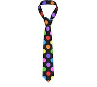 ddejhFJJ Men's Tie Rainbow Color Polka Dot Black Casual Tie Fashion Suit Tie Unique Neckties For Business Wedding Daily Party
