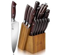 DDF iohEF Kitchen Knife Set, 16-Piece Knife Sets for Kitchen with Block Japanese Stainless Steel Knives Set with Sharpener Ultra Sharp Professional Chef Knife Set with Ergonomic Handle for Cutting