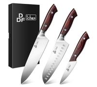 DDF iohEF Knife Set 3 Pieces, Sharp Kitchen Knife Set Professional Chef Knife Set for Kitchen Japanese Stainless Steel Cooking Knives with Ergonomic Pakkawood Handle