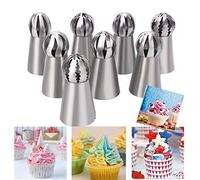 Ddfly 8pcs russian flower cake icing piping nozzles ball DIY baking cake decorating supplies kits (Random Style)