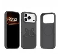 DDFOJRE Magnetic Silicone Case Compatible with iPhone 18 Pro Max Gray | Laser Engraving Technology-Corgi dog，Compatible with iPhone 18 Pro Max and iPhone 17 Pro Max