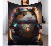 DDFRTYY Cute Guinea Pig Warrior Throw Blanket Soft Plush Thick Cosy Fuzzy Fluffy Machine Washable Flannel Blankets for All Season Use Bedroom Couch （100×130cm）