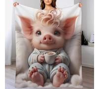 DDFRTYY Cute Pig Blanket Ultra-soft Micro Fleece Blankets Soft And Warm Throws Anti-pilling Throw For Adults & Kids (150×200cm)