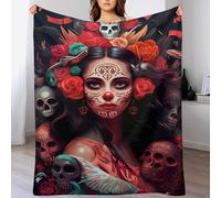 DDFRTYY Day of The Dead Blanket Fleece Throw Blankets 3D Bedroom Decor for Couch Bed Sofa Blanket for Kids Teen Young Boys Girls, （100×130cm）