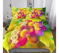 DDFRTYY Grape Bunny Bedding Set Duvet Cover 3 PCS With Pillowcases Soft Microfiber Quilt Cover Suitable for Children Teens Adults Double (200x200cm)