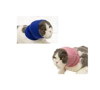 DDFS Cat Ear Cover Head Covering Ear Anxiety Relief Calming Neck Ear Covers for Cats Bath Wine+Blue-S