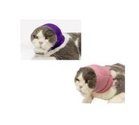 DDFS Cat Head Cover, 2Pcs Cat Ear Wrap&Cats-Anxiety & Stress Relief - Ear Wrap for Cats Use in Bath Pink+Purple S