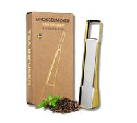 DDG Drosselmeyer Infuser Stainless Steel Tea Strainer and Spoon 2-in-1 Elegant Swedish Design Gold, 17 x 9 x 4 cm, TIBP01G