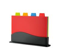 DDGAO Chopping Board Set - Extra Thick Colour Coded Plastic Cutting Boards with Storage Stand - Set of 4 with Holder