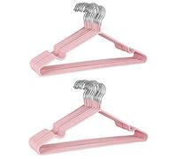 DDGAO Premium Rubber Coated Metal Hangers - Heavy Duty - Space Saving Organiser Clothes Hangers For Wardrobes Coat Rack Rails Thin and Non-Slip Chrome, Pink, 20 pce