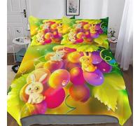 DDGFFDD Grape Bunny Duvet Cover Set Microfiber Bedding Set Quilt Cover 3 Pieces with Pillowcases For Boys Girls Comforter Cover King(220x240cm)