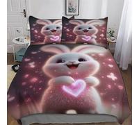 DDGFFDD Rabbit Duvet Cover Set Quilt Covers With Pillowcases Soft Bedding Sets 3Pcs Set, for Kids Adult Bed Linen Comforter Cover King(220x240cm)