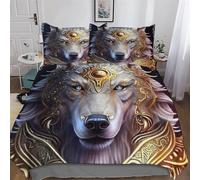 DDGFFDD Wolf Duvet Cover Sets, Bedding Bed for Adults Teenager Kids, Quilt Covers with Pillowcase Soft Comforter Cover 3 Pieces Double (200x200cm)