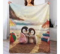 DDGHHKK Cute Penguin Blanket Soft Flannel Soft Throw Gifts 3D Home Decoration For Bed Couch Sofa Chair Bed Blankets (130×150cm)