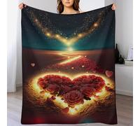 DDGHHKK Heart on The Beach Throw Blanket Soft Plush Thick Cosy Fuzzy Fluffy Machine Washable Flannel Blankets for All Season Use Bedroom Couch （130×150cm）