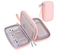 DDgro Power Bank Pouch Cables Organizer for Traveling Organize and Storage Electronics Accessories Cords iPhone Earphones Cards Money (Pink, PU-M)