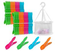 DDhayyp Clothes Pegs For Washing Line Pack of 48, Plastic Laundry Pegs Non-Slip Washing Pegs Strong Grip Washing Line Pegs with a Washing Basket for Home and Garden
