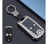DDHHBH Key Cover for Honda Jazz,Alloy Key Case Key Fob Protect Car Key Anti-scratch Key Shells Fashion with Car Emblem Key Holder Key Rings Leather Clip Smart Keyless,J-smrat-Dark
