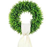 DDHS 20'' Boxwood Wreaths Front Door Artificial Spring Wreath. Wreaths for Front Door Farmhouse Wedding Green Year Round Indoor Outdoor for Summer Wreath St Patricks Day Decorations -(Hello Sign)