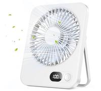 DDHTSAL Portable Mini USB Desk Fan - 5 Adjustable Speed, 3000mAh Rechargeable Battery, 180° Foldable Design, 45dB Quiet Small Fan with LED Display, Ultra Slim Table Fan for Home Office Outdoor