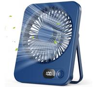DDHTSAL Portable Mini USB Desk Fan - 5 Adjustable Speed, 3000mAh Rechargeable Battery, 180° Foldable Design, 45dB Quiet Small Fan with LED Display, Ultra Slim Table Fan for Home Office Outdoor