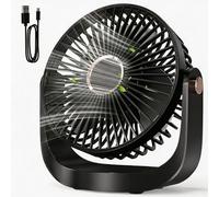 DDHTSAL Portable Rechargeable Desk Fan - 5 Adjustable Speed, 360° Rotation & Night Light, 3000 mAh USB Table fan, 20 dB Quiet Operation, Mini Travel Fan for Home Office Outdoor